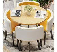 Set da pranzo con tavolo e sedie, 5 pezzi, moderno, rotondo, con venature del legno, con quattro sedie ad ali per soggiorno, balcone, ufficio, ristorante, 89,9 x 72,9 cm