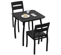 Set da pranzo da 3 pezzi con 1 tavolo e 2 sedie, tavolo da pranzo con gambe in metallo curve, sedie da pranzo con schienale, per sala da pranzo, soggiorno e piccola stanza, 73,7 x 73,7 x 76 cm