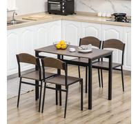 Set da Pranzo da 5 Pezzi con 1 Tavolo Rettangolare 100x63x76.5 cm e 4 Sedie 45x40x82 cm, in Acciaio e MDF, Nero e Marrone Description:Questo set da pranzo HOMCOM con tavolo da pranzo e sedie moderne è