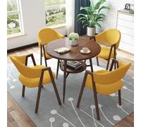 Set da pranzo da 5 pezzi con sedie imbottite e tavolo rotondo per ufficio, reception, piccole sale conferenze, caffetterie e sale da pranzo