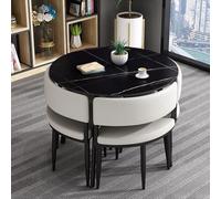 Set da pranzo da 5 pezzi, tavolo salvaspazio quadrato/rotondo con 4 sedie, ideale per sale conferenze, ristoranti, caffetterie, L80 cm