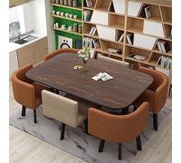 Set da pranzo da 7 pezzi con tavolo in finto marmo e sedie imbottite per cucina, angolo colazione e spazi dinette