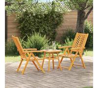 Set da pranzo da giardino, 3 pezzi, in legno massello di acacia, marrone | 2 lettini con braccioli, grande superficie del tavolo, design minimalista, resistente alle intemperie, 110 kg per seduta