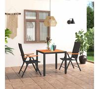 Set da Pranzo da Giardino 3 pz Nero e Marrone