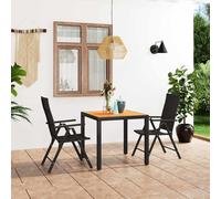 Set da Pranzo da Giardino 3 pz Nero e Marrone