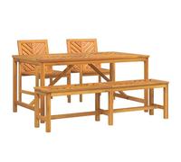 Set da pranzo da giardino, 4 pezzi, marrone, tavolo e sedie in legno di | Finitura oliata resistente all'umidità, uso esclusivo per esterni, ampia capacità, design moderno per giardino, terrazza
