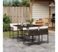 vidaXL Set da Pranzo da Giardino 5pz con Cuscini in Polyrattan Marrone