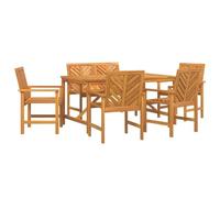 Set da pranzo da giardino, 6 pezzi, in legno di acacia, marrone, tavolo e | Finitura oliata resistente all'umidità, uso esclusivo esterno, capacità di seduta 110 kg, design rettangolare classico