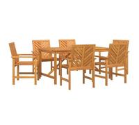 Set da pranzo da giardino, 7 pezzi, in legno di acacia, marrone | Finitura oliata resistente all'umidità, uso esterno esclusivo, capacità 110 kg per seduta, design rettangolare versatile