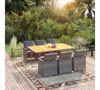 vidaXL Set da Pranzo da Giardino 7 pz in Polyrattan con Cuscini Grigio