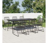 Set da Pranzo da Giardino 7 pz Nero in Rattan PVC
