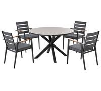 Set da pranzo da giardino a 4 posti con tavolo in alluminio e piano grigio con s