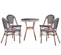Set da pranzo da giardino a 4 posti con tavolo rotondo in rattan PE e sedie con