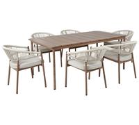 Set da pranzo da giardino a 6 posti in alluminio bianco e legno scuro Flavia