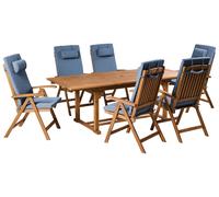 Set da pranzo da giardino a 6 posti in legno di acacia con sedie pieghevoli e cu