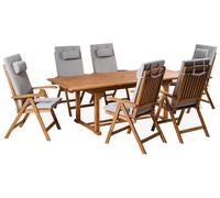 Set da pranzo da giardino a 6 posti in legno di acacia e sedie pieghevoli con cu