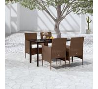 Set da pranzo da giardino con cuscino, in rattan PE marrone e acciaio verniciato a polvere, per terrazze, balconi ed esterni