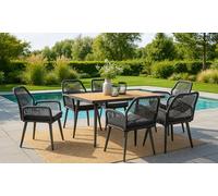 Set Da Pranzo Da Giardino Con Tavolo: 6 Persone Antracite - Grigio