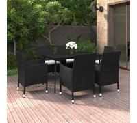 Set da pranzo da giardino da 7 pezzi con rattan sintetico e vetro, resistente alle intemperie, elevato comfort di seduta, rattan sintetico, acciaio, vetro, nero/bianco crema, tavolo da 140 x 70 x 74