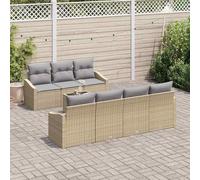 Set da Pranzo da Giardino da 8 Pezzi con Cuscini Beige in Rattan Sintetico Set giardino relax