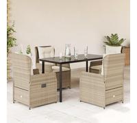 Set da pranzo da giardino, in rattan sintetico, regolabile, tavolo in vetro, per terrazza, balcone, giardino, set da condimento durevole, con cuscino