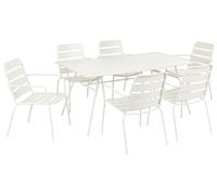 Set da pranzo da giardino per 6 persone con tavolo in ferro con foro centrale e