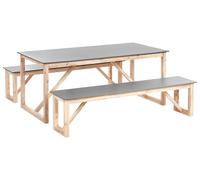 Set da pranzo da giardino per esterni con tavolo da pranzo e 2 panche Grigio Not
