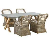 Set da pranzo da giardino rattan a 4 posti 200 x 100 cmi Maros/Olbia