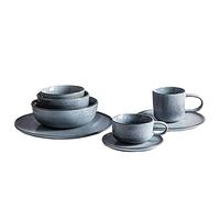 Set da pranzo in ceramica cucina manutensi/set di piatti/ciotola, set di stoviglie da 12 pezzi, piatti per colazione in porcellana blu e grigio, piatti, ciotole, tazze e cucchiai, cassaforte per la