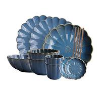 Set da pranzo in ceramica cucina manutensi/set di piatti/ciotola, set di stoviglie da 12 pezzi, set denso e cena, piatti a forma di fiori di creatività, tra cui piatti, ciotole e tazze, servizio per