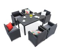 Set da pranzo in technorattan Nebraska Premium 6 antracite Bica