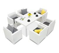 Set da pranzo in technorattan Nebraska Premium 6 bianco Bica