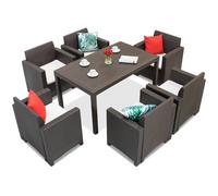 Set da pranzo in technorattan Nebraska Premium 6 marrone Bica