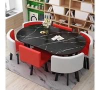 Set da pranzo moderno da 7 pezzi per 6 persone, elegante tavolo ovale e tavolino da caffè, perfetto per cucina, salotto e soggiorno, ideale per riunioni e riunioni