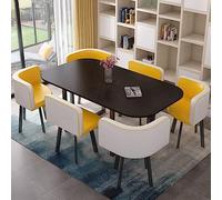Set da pranzo moderno Mid Century, 7 pezzi, per 6 persone, con tavolo da bar, tavolo da cucina e sedie, ideale per sala da pranzo, cucina, ristorante e soggiorno, 90 x 150 cm