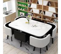 Set da pranzo moderno Mid Century, 7 pezzi, tavolo da bar con sedie per 6 persone, ideale per sala da pranzo, cucina, ristorante, soggiorno, 90 x 150 cm