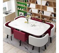 Set da pranzo moderno Mid Century, 7 pezzi, tavolo da bar con sedie per 6 persone, ideale per sala da pranzo, cucina, ristorante, soggiorno, 90 x 150 cm