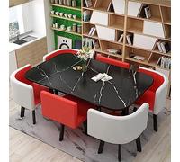 Set da pranzo moderno Mid Century, 7 pezzi, tavolo da bar con sedie per 6 persone, ideale per sala da pranzo, cucina, ristorante, soggiorno, 90 x 150 cm
