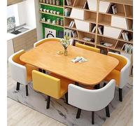 Set da pranzo moderno Mid Century, 7 pezzi, tavolo da bar con sedie per 6 persone, ideale per sala da pranzo, cucina, ristorante, soggiorno, 90 x 150 cm