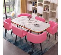 Set da pranzo moderno Mid Century, 7 pezzi, tavolo da bar con sedie per 6 persone, ideale per sala da pranzo, cucina, ristorante, soggiorno, 90 x 150 cm