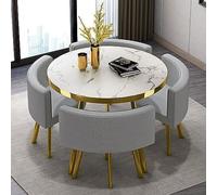 Set da pranzo moderno, set da pranzo rotondo da 35,4 pollici, mobili per sala conferenze per ufficio domestico con 4 sedie, tavolo da ricevimento per aziende familiari e set di sedie da 80 c