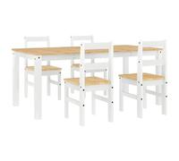 Set da pranzo Panama bianco in legno di pino massiccio con finitura in cera di miele, durevole e naturale, perfetto per famiglie e piccoli appartamenti