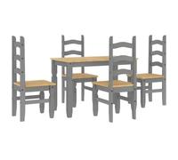 Set da pranzo Panama grigio in legno di pino massiccio con finitura in cera di miele - durevole ed ecologico per sala da pranzo elegante