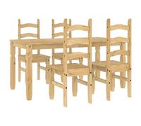 Set da pranzo Panama in legno di pino massiccio con finitura in cera di miele, durevole ed ecologico per sala da pranzo elegante