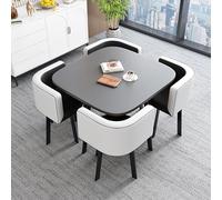 Set da pranzo per 4 persone, con tavolo quadrato rotondo e sedie, design compatto per piccole aree, ideale per appartamenti e spazi accoglienti