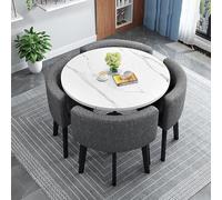 Set da pranzo per 4 persone con tavolo rotondo e sedie, ideale per cucine compatte e ottimizzazione dello spazio