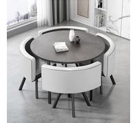 Set da pranzo per cucina piccola, set da pranzo da 5 pezzi con piano in finto marmo e 4 sedie in pelle, design salvaspazio per cucine piccole e zone caffè