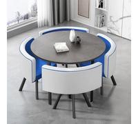 Set da pranzo per cucina piccola, set da pranzo da 5 pezzi con piano in finto marmo e 4 sedie in pelle, design salvaspazio per piccole cucine e zone caffè, mobili eleganti e funzionali.