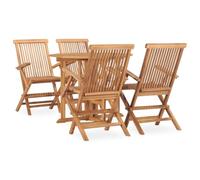 Set da pranzo per esterni, pieghevole, 5 pezzi, in legno di teak massiccio | Resistente Alle Intemperie, Asciutto Al Forno E Levigatura, Tavolo E Sedie Pieghevoli, Carico Massimo 110 Kg Per Sedile