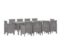 Set da Pranzo per Giardino 11 pcs Grigio chiaro Rattan PoltTavolo Giardino Polyrattan